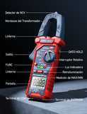 AstroAI Multimetro de Gancho, Pinza Amperimétrica, Multímetro Digital Automático, Medidor de Corriente Voltaje AC/DC, Corriente alterna，Resistencia, Continua, Diodos Pinza， Indicador de seguridad
