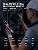 AstroAI Multimetro de Gancho, Pinza Amperimétrica, Multímetro Digital Automático, Medidor de Corriente Voltaje AC/DC, Corriente alterna，Resistencia, Continua, Diodos Pinza， Indicador de seguridad