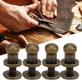 Garosa Juego de 20 Juegos de Tornillos de Remache de 7x5mm, Remache de Clavo de Tornillo de Cobre, Cabeza Redonda, Punto, Tornillo para cinturón de Cuero, Libro de Cuentas, álbum de Fotos(Bronce)