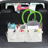 AOKJOY Organizador de maletero de coche, organizador de almacenamiento plegable con múltiples compartimentos, correas ajustables para SUV (beige)