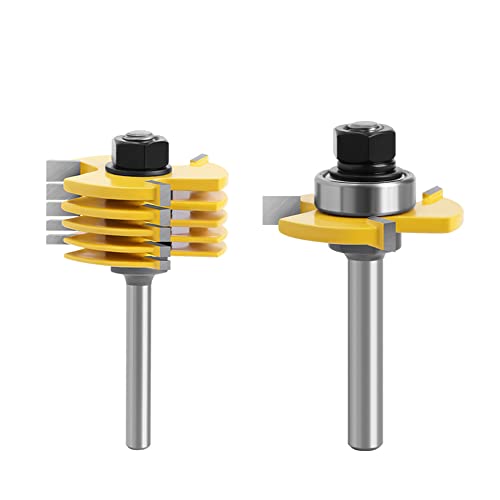 Brocas de fresadora de ranura, vástago de 1/4 pulgadas, corte de fresado ajustable de 3 alas, carburo de tungsteno de 6 picecs, herramienta de carpintería para puerta de bricolaje