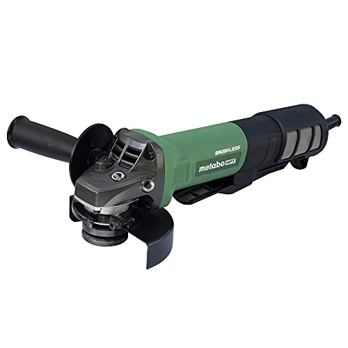 Metabo HPT Amoladora angular | 4-1/2 pulgadas | Interruptor de paleta | 12 amperios | Motor sin escobillas CA | Freno eléctrico | Reducción de retroceso | G12BYEQ, verde