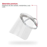 Vicover Pro - 2 Escudos Faciales Flex Max, altamente confortables, reutilizables, con materiales resistentes y de uso rudo, elimina presión sobre la frente, de ensamble rápido. Mica intercambiable PETG CAL.20 con alto grado de transparencia con película d