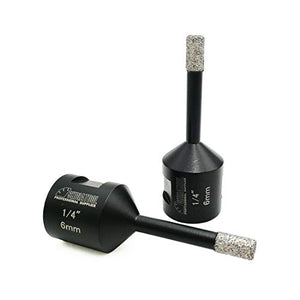 Brocas de núcleo de diamante de 1/4 pulgadas, 2 uds para baldosas de cerámica de porcelana, ladrillo de mármol, sierra de agujero soldado al vacío de 6mm