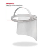 Vicover Pro - 2 Escudos Faciales Flex Max, altamente confortables, reutilizables, con materiales resistentes y de uso rudo, elimina presión sobre la frente, de ensamble rápido. Mica intercambiable PETG CAL.20 con alto grado de transparencia con película d