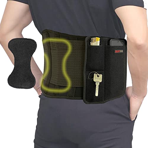 Cinturón de apoyo para la espalda, cinturón de protección para la cintura para aliviar el dolor, escoliosis, ciática, hernia de disco, cinturón de apoyo lumbar inferior ajustable y flexible con almohadilla extraíble (L/XL (31-38 pulgadas)
