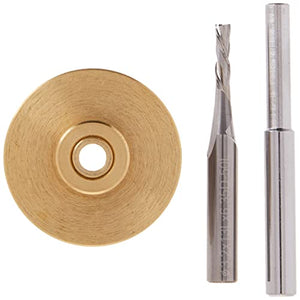 Broca Kit de incrustaciones de latón macizo para brocas de enrutado For 1/4 Templates for High RPM Routing | Includes 1/8 Carbide Router Bit/Cutter + 1/4 Shank, Universal Bushing, Retainer Nut, Collar, Alignment Pin