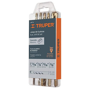 Truper JBCT-6, Juego de brocas para concreto, 6 piezas