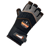 ProFlex 910 - Guantes de trabajo con protección contra impactos, palma acolchada, media dedo, soporte de muñeca, pequeño