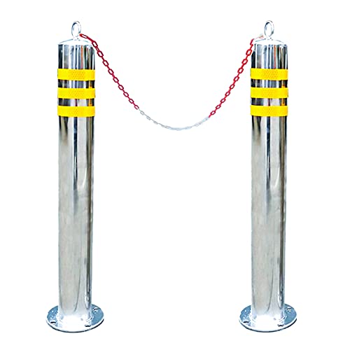 Bolardos de estacionamiento con Cadena de plástico de 5 m, bolardos de estacionamiento de Acero Inoxidable Poste de tráfico de bolardo de Seguridad para estacionamiento Privado (tamaño: 650x76 mm) (8