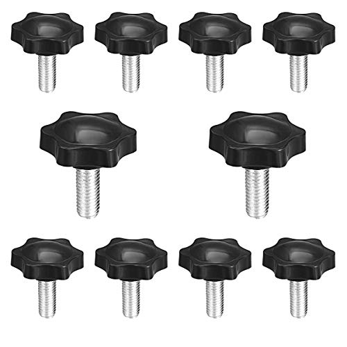 10 pomos de mano hexagonales de plástico con abrazadera de tornillo de extracción rápida y rosca macho (M8-1,25 x 15 mm)