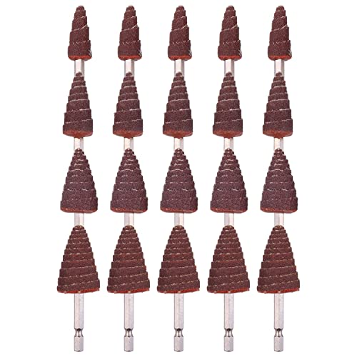 Paquete de 20 ruedas de solapa, vástago    hexagonal de 1/4 pulgadas, papel de lija abrasivo de óxido de aluminio para moler y pulir grano 80