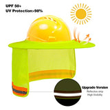 Sombrero duro, visera de malla de ala completa, protección solar de alta visibilidad, protección para el cuello y bandana para la cara, accesorios para casco duro, sombrero duro no incluido, 2 paquetes, color amarillo
