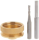 Broca Kit de incrustaciones de latón macizo para brocas de enrutado For 1/4 Templates for High RPM Routing | Includes 1/8 Carbide Router Bit/Cutter + 1/4 Shank, Universal Bushing, Retainer Nut, Collar, Alignment Pin