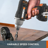 WORX Sierra de calar de corte de precisión AXIS de 20 V con controlador de impacto de 1/4 de pulgada, kit de herramientas eléctricas combo WX914L, PowerShare, 2 baterías y 1 cargador incluido