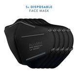 AccuMed KN95 (diadema), 5 unidades de máscara protectora para la cara (FDA Registered, GB2626-2019), máscara facial de seguridad, máscara antipolvo, máscara desechable de filtrado de partículas (5 unidades) negro