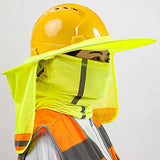 Sombrero duro, visera de malla de ala completa, protección solar de alta visibilidad, protección para el cuello y bandana para la cara, accesorios para casco duro, sombrero duro no incluido, 2 paquetes, color amarillo