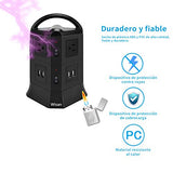 Power Strip Torre de Regleta Enchufe de Energía USB Multifuncional con 4 Puertos de Carga USB y 6 Outlet Adaptador,Torre protector de sobretensión Power USB estación de carga de computadora Para el Hogar, Escuela,Oficina, TV, Computadora Portátil, iPhone,