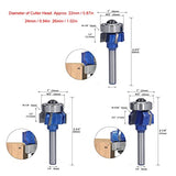 Broca fresadora r Edge Router-3Pcs bit 1/4in Shank 4 Tooth Round Routers bits para carpintería