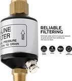 NEIKO 30253A Separador de agua y aceite para línea de aire, paquete de 2 | Entrada y salida NPT de 1/4 pulgadas | 150 PSI | Compresor de aire y accesorio de herramienta de aire | Protege la vida útil de las herramientas neumáticas | Optimiza el rendimient