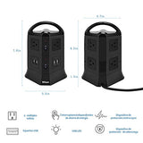 Power Strip Torre de Regleta Enchufe de Energía USB Multifuncional con 4 Puertos de Carga USB y 6 Outlet Adaptador,Torre protector de sobretensión Power USB estación de carga de computadora Para el Hogar, Escuela,Oficina, TV, Computadora Portátil, iPhone,