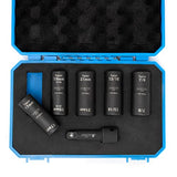 NEIKO 02340A - Juego de llaves giratorias, 6 piezas, SAE y métrico, juego de llaves de tuerca de 1/2 pulgada Dr. Impact Flip Socket de 6 puntos y extractor de tuercas giratorias, juego de llaves de rueda de acero CR-Mo, barra de extensión de impacto de 3