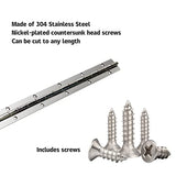 4 bisagras de piano de 12 pulgadas, bisagras continuas y de piano de acero inoxidable 304 resistente, 0.04 pulgadas de grosor, ancho abierto de 1.2 pulgadas, tornillos incluidos (12 pulgadas, plateado)