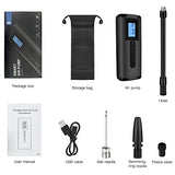 Lamgool Inflador de neumáticos de 150 PSI, compresor de aire portátil, bomba de bicicleta con medidor de presión digital, luz LED, mini bomba de neumáticos recargable, bomba de aire eléctrica para coche, bicicleta, motocicleta, pelotas