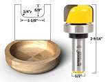 Broca fresadora 1-1/8" Diameter Bowl & Tray Template Router Bit 1/2" Shank