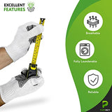 PUREVACY Paquete De 24 Guantes De Punto De Cuerda De 10 Pulgadas (25.4 cm) Con Puntos De Un Solo Lado. Algodón Blanco De Seguridad Para Hombres Y Mujeres. Agarre De Mano De Protección Con Revestimiento De PVC Negro Para Jardinería, 12 Pares