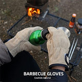 WUUOSSYUIS 1 Pareja Aislamiento de Cuero Guantes de Barbacoa ignífuga Grueso grulas Guantes Protectores Protección de Mano de Obra a Domicilio Alta Ardor, Caqui