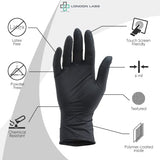 London Labs Guantes desechables industriales de nitrilo negro, caja de 100 (medianos)
