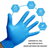 Pods Health Guantes de nitrilo, sin látex, guantes de goma sin polvo, guantes médicos desechables para examen, azul, guantes de nitrilo XL, 100 guantes de plástico por caja