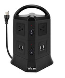 Power Strip Torre de Regleta Enchufe de Energía USB Multifuncional con 4 Puertos de Carga USB y 6 Outlet Adaptador,Torre protector de sobretensión Power USB estación de carga de computadora Para el Hogar, Escuela,Oficina, TV, Computadora Portátil, iPhone,