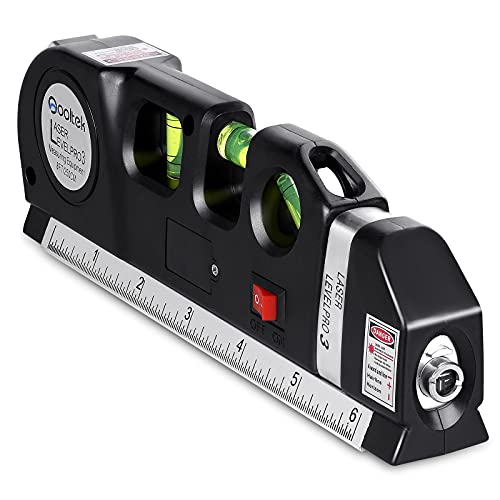 Qooltek Multipurpose Laser Level laser measure Line 8ft+ Measure Tape Ruler Adjusted Standard and Metric Rulers