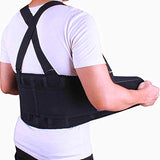 Soporte lumbar para espalda baja con tirantes | Soporte lumbar | Envoltura para recuperación de postura, entrenamiento, alivio del dolor de disco herniado | Cinturón abdominal de trabajo | Industrial | Ajustable | Mujeres y Hombres | Malla negra L