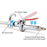 NEIKO 31122A High Flow Air Blow Gun | 17-26 Inch Extensible Stainless Steel Air Flow Nozzle | Pneumatic Air Compressor Accessories Tool | Operating Pressure 80-120 PSI | 360 Degree Swivel Hook