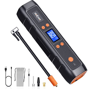 Nulksen Inflador de neumáticos, compresor de aire portátil, bomba de aire inalámbrica de 150 PSI para neumáticos de coche con batería de 6000 mAh, bomba de neumáticos eléctrica con medidor de presión luz LED para bola de motor de coche y bicicleta