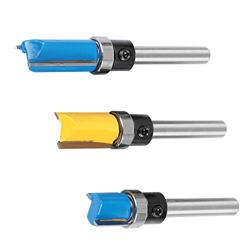 3 Unids 1/4 Pulgadas Vástago Flush Trim Patrón Plantilla Router Bit Set Madera Top Rodamiento Herramienta de Corte de Fresado Para Herramienta de Carpintería