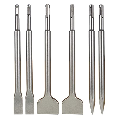 ALL-CARB SDS Plus Juego de 6 cinceles de acero de 40 cr, juego de brocas para hormigón, juego de cincel giratorio, incluye cincel de punta, cincel plano de 20 mm, cincel plano de 40 mm