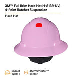 Casco seguridad  duro de ala completa , rosa, suspensión de trinquete de 4 puntos, con Uvicator