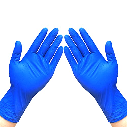 Guantes de nitrilo, sin látex, sin polvo, 100 unidades por caja (mediano, azul)