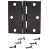 Amazon Basics - Bisagras cuadradas para puerta, 9 cm x 9 cm, 12 unidades, color negro mate
