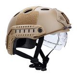 Casco táctico, ZJchao Militar ejército táctica Series Airsoft Paintball caza CQB, equipo de escalada combate rápida casco base Jump Bj tipo con anteojos, Marrón