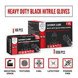 London Labs Guantes desechables industriales de nitrilo negro, caja de 100 (medianos)