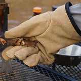 WUUOSSYUIS 1 Pareja Aislamiento de Cuero Guantes de Barbacoa ignífuga Grueso grulas Guantes Protectores Protección de Mano de Obra a Domicilio Alta Ardor, Caqui