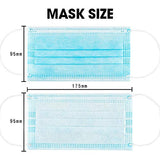 Mascarilla desechable, diseño de 3 capas, protección de cara azul transpirable con bucles elásticos, antipolvo, máscara de seguridad antipolvo para adultos, hombres, mujeres, uso interior y exterior (50 unidades)