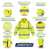 JORESTECH Chaqueta impermeable reflectante de alta visibilidad con malla interior amarillo/lima ANSI Clase 3 Nivel 2 Tipo R JK-03 (5XL)