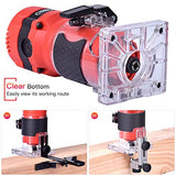 CtopoGo Herramienta compacta de madera para fresar palmeras de mano recortadora de bordes de carpintería, herramienta de corte de palmming 30000R/min 800W 110V con 12 brocas de enrutador de 1/4"