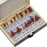 Juego de brocas fresadoras 15 fresas de carburo de tungsteno para carpintería (6,35 mm, con estuche de madera)
